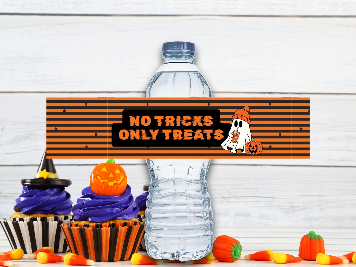Holiday Water Bottle Labels, Halloween Bottle Labels, No Trick, Cool Ghost, Spooky, Boo, Limited Time, Trick or Treat, Holiday Decor, WB1080