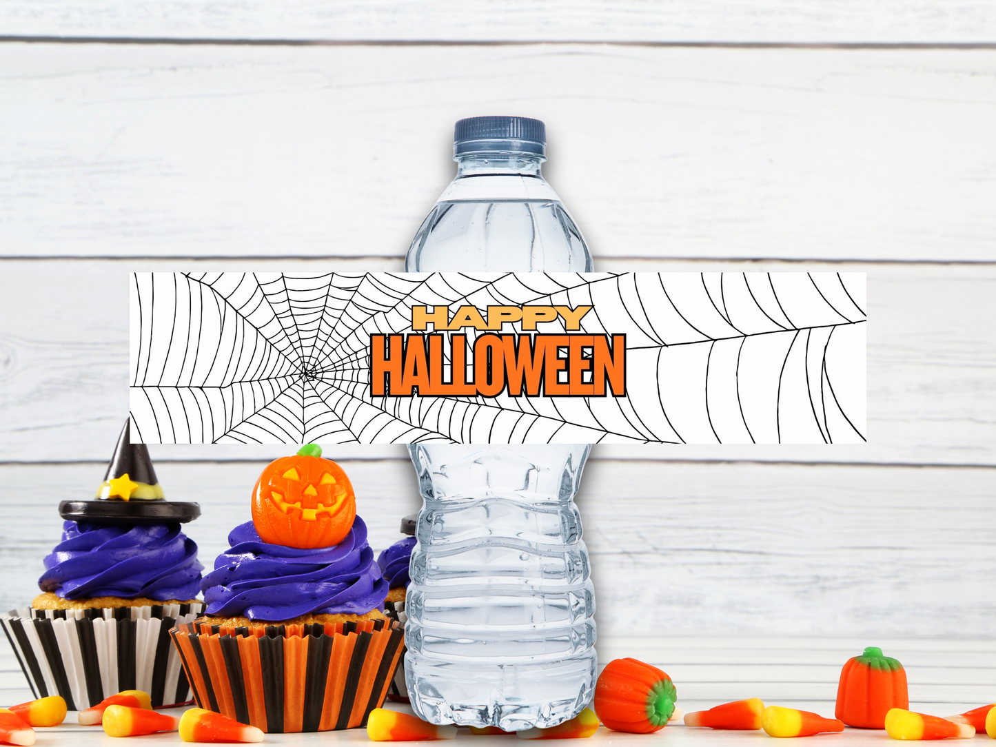 Holiday Water Bottle Labels, Halloween Bottle Labels, Happy Halloween, Spider Web, Spooky, Boo, Limited Time, Trick or Treat, Holiday Decor, WB1081