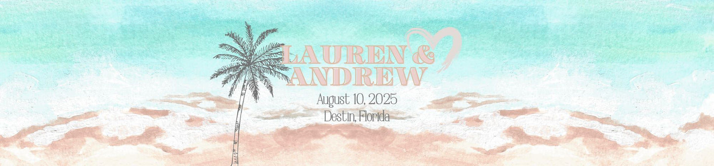 Beachy Getaway Wedding Themed Water Bottle Labels, WB2002