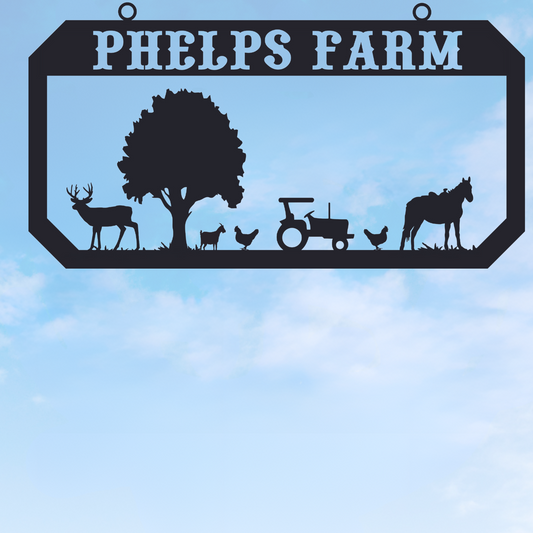 Farm Sign Large Entrance/Gate Rectangle Tree Farm Animals