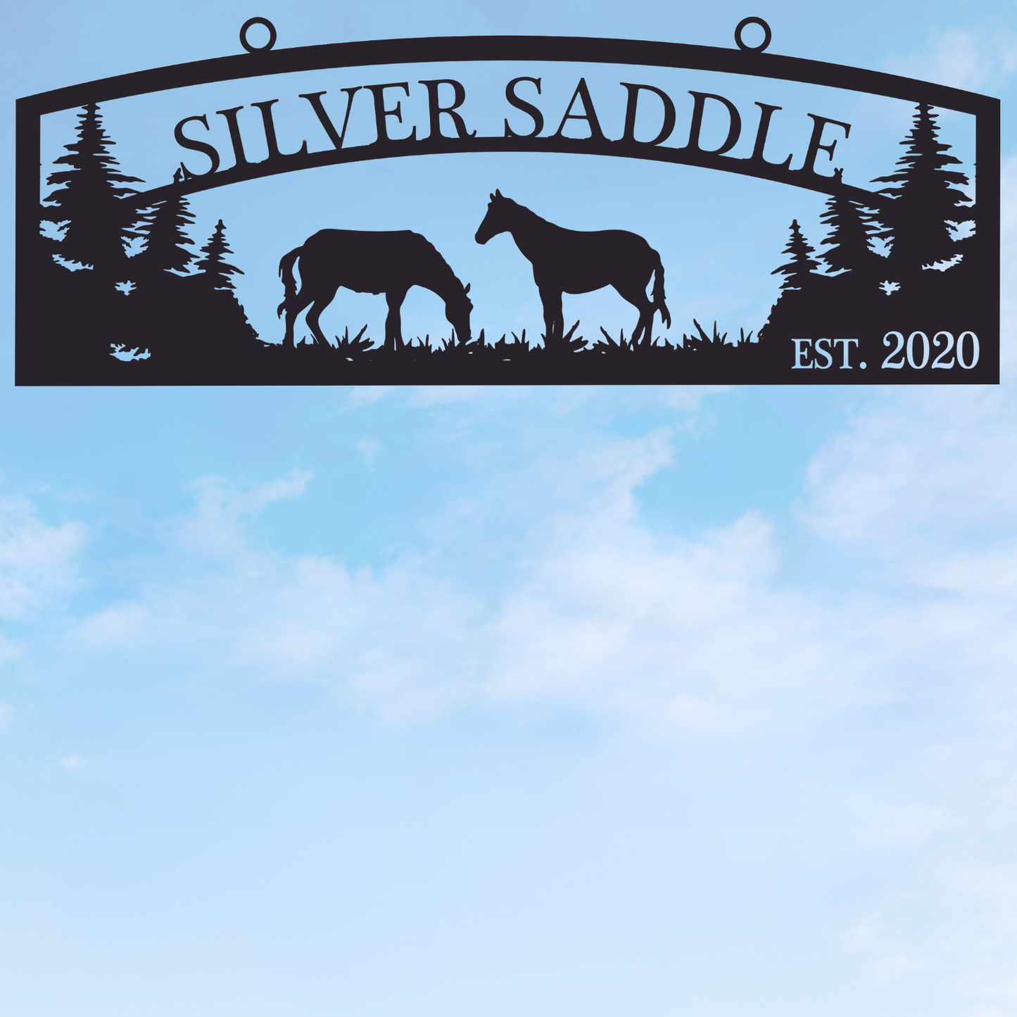 Large Entrance/Gate Ranch Sign with Horses
