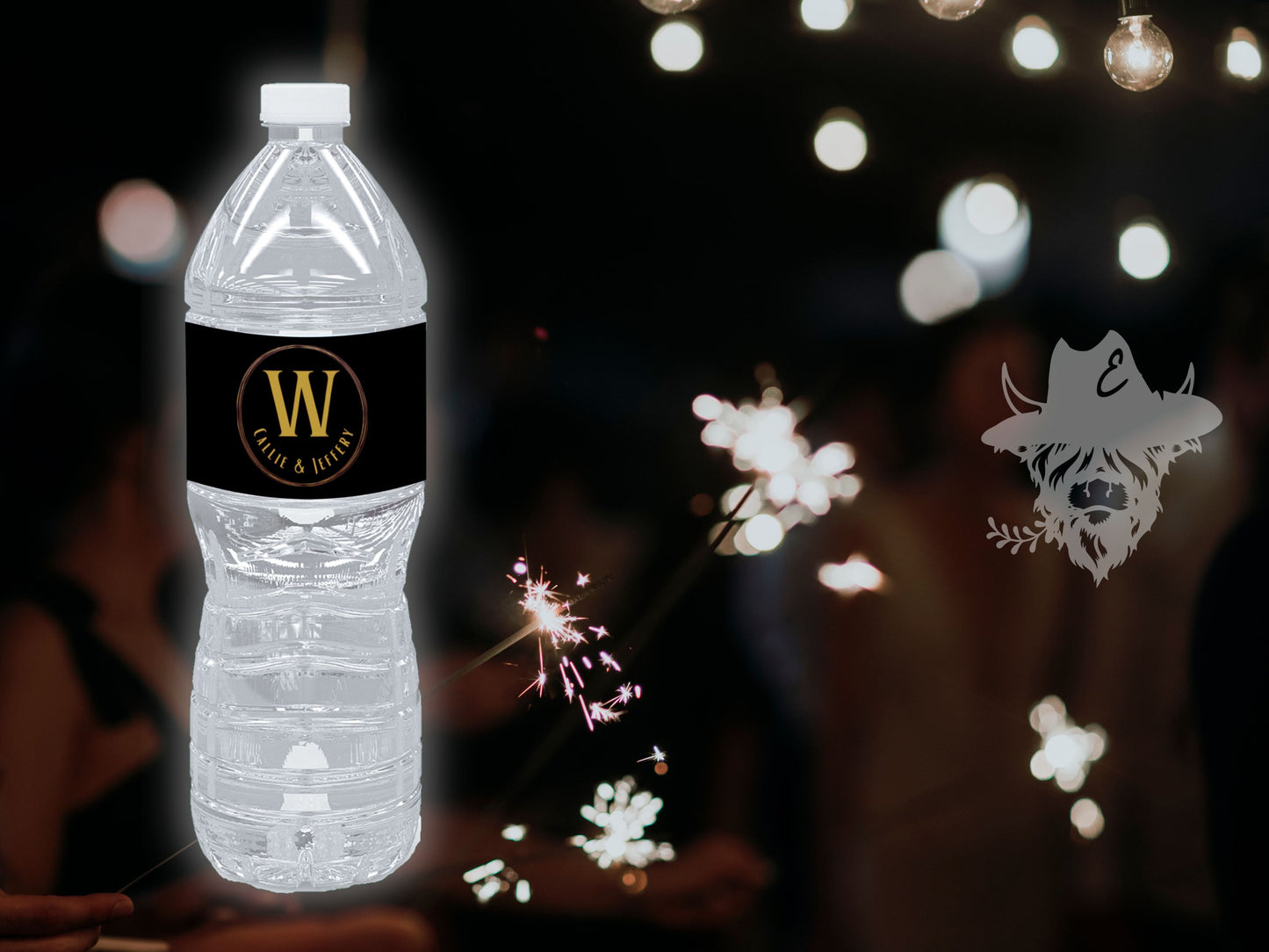 Modern Monogram Wedding Water Bottle Labels, WB1002