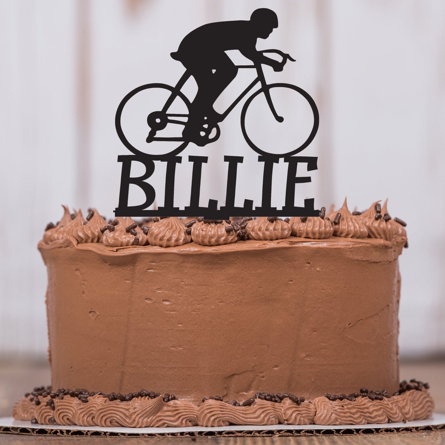 Cyclist Cake Topper with Name