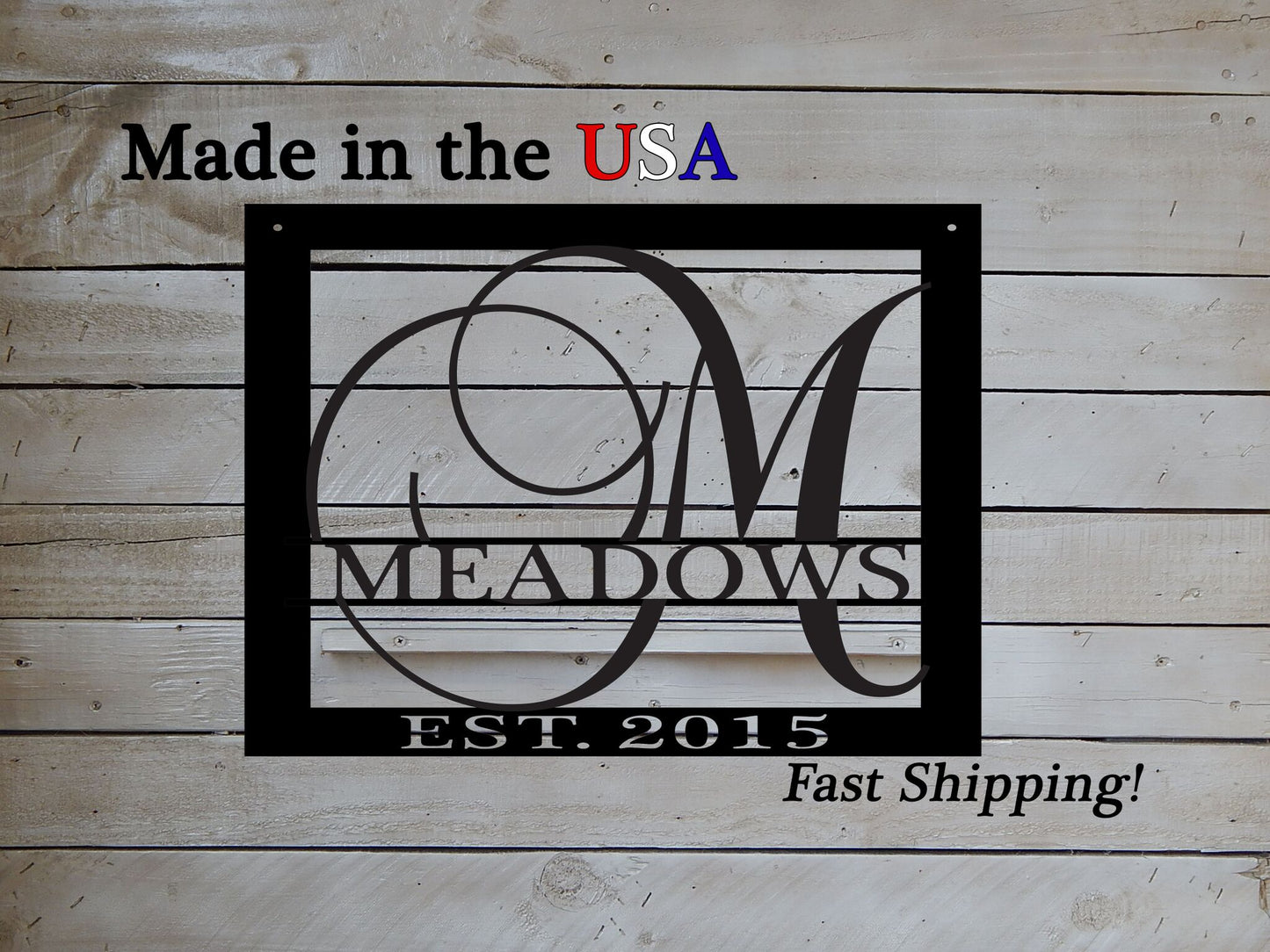 14" Rectangle Monogram, Last Name, & Established Date