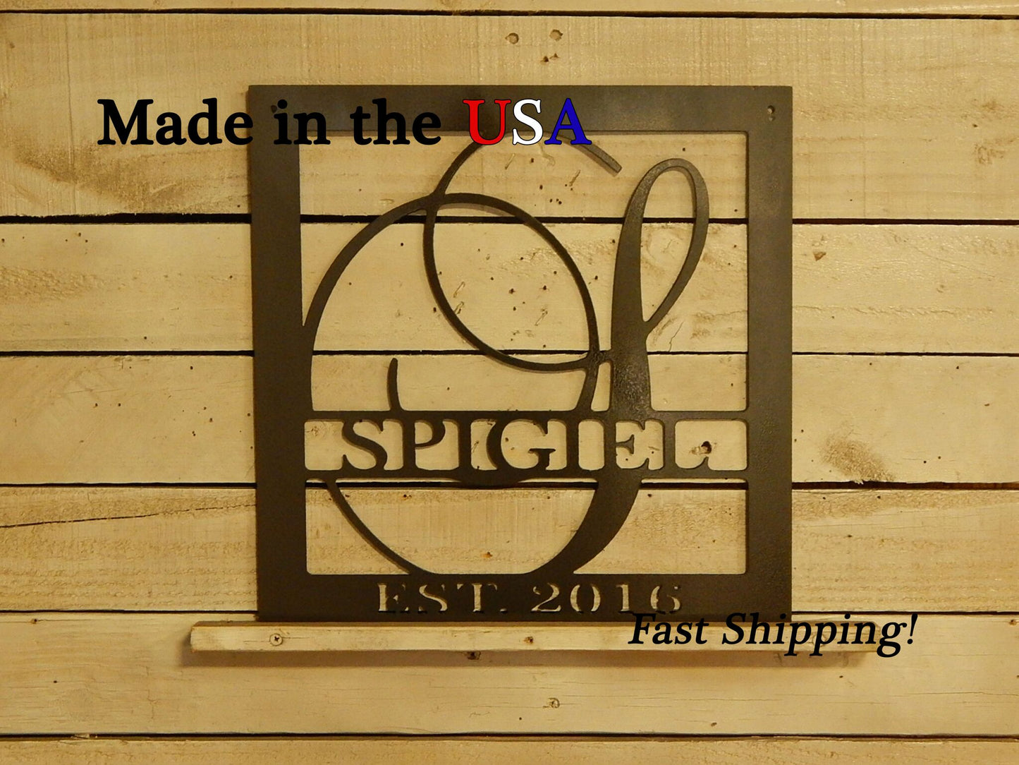 36" Square Monogram, Last Name, & Established Date