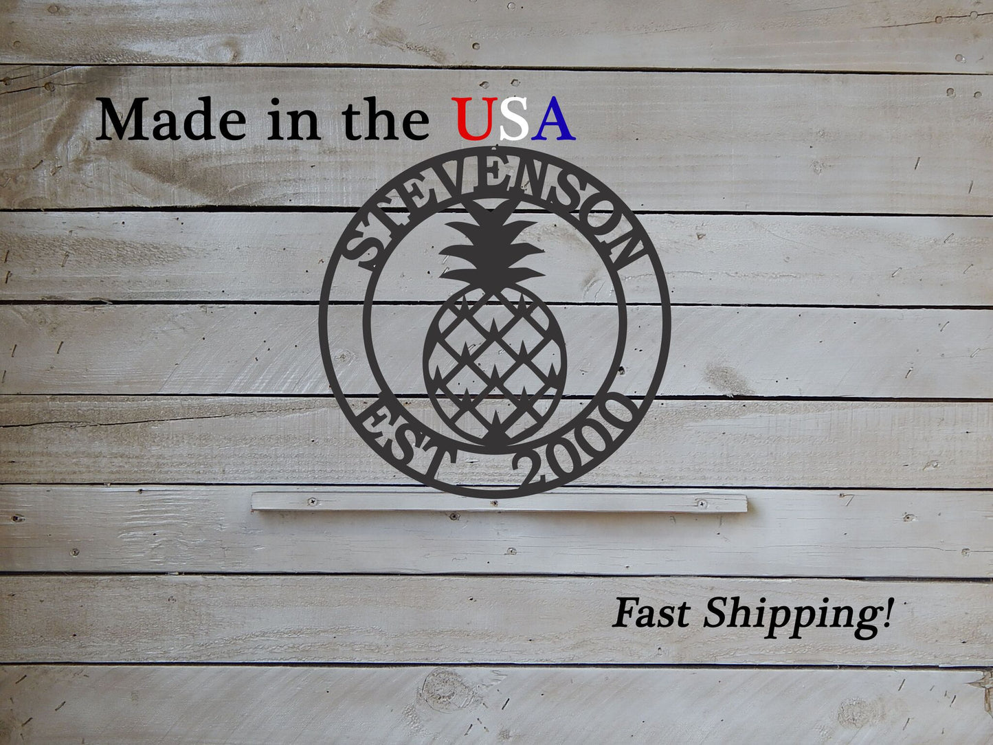 20" Pineapple Door Wreath with Name and Est. Date