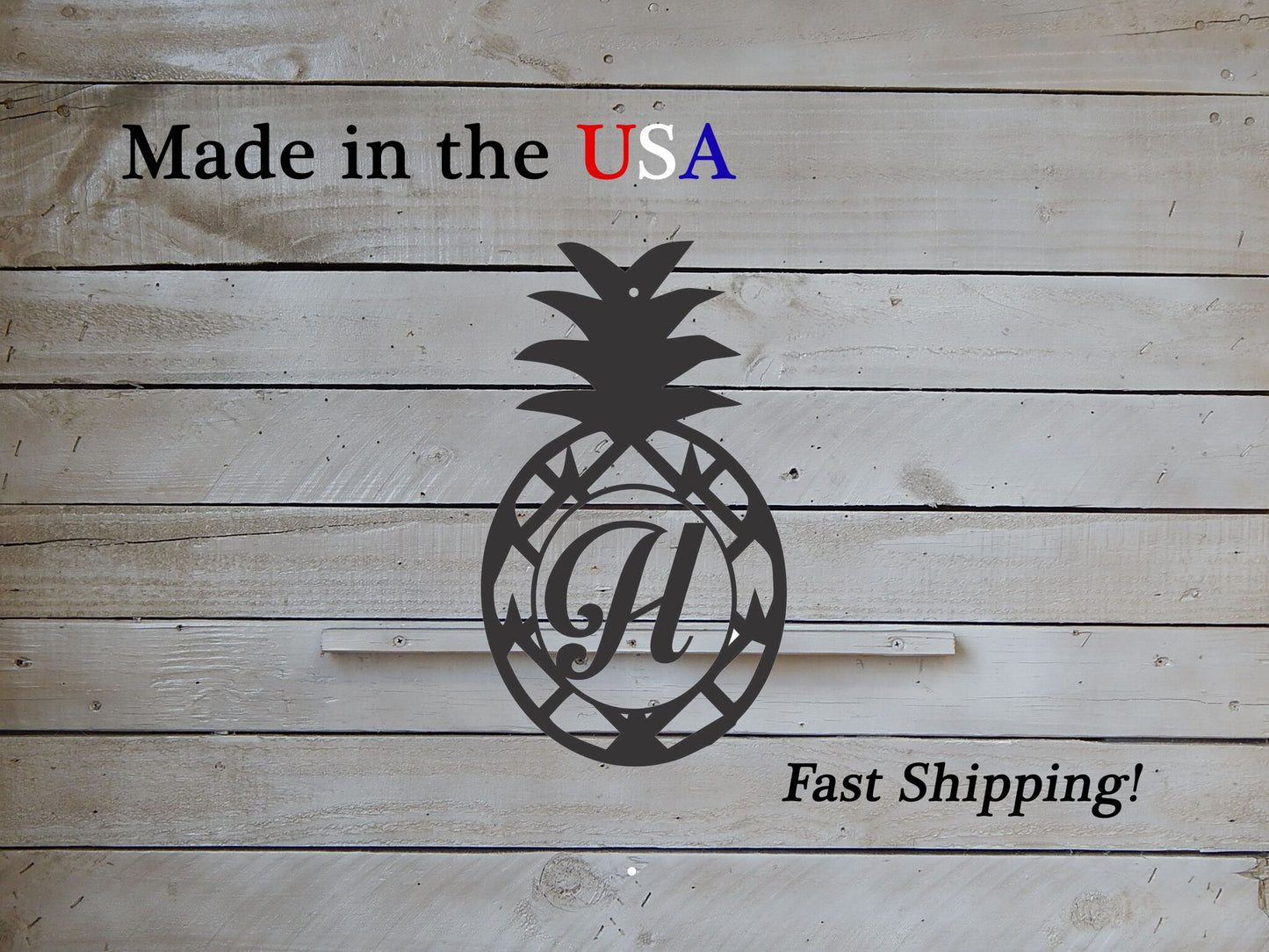 14" Pineapple Door Wreath with Monogram