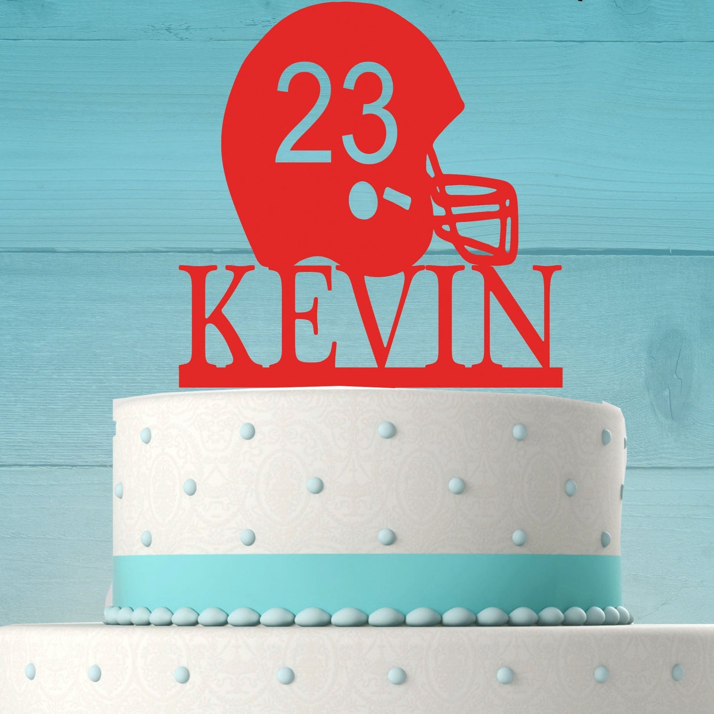 Football Helmet Cake Topper with Name and Number