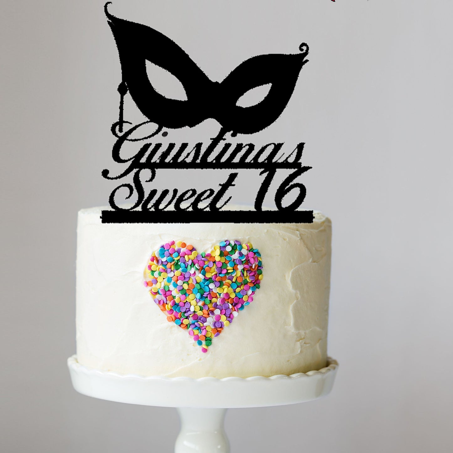 Masquerade Cake Topper with Name and Age