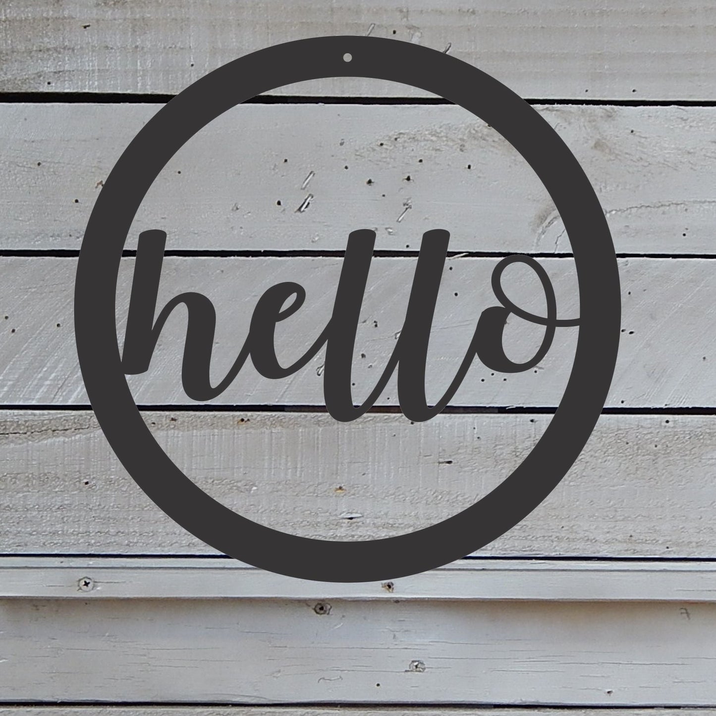 10" Hello Metal Door Hanger
