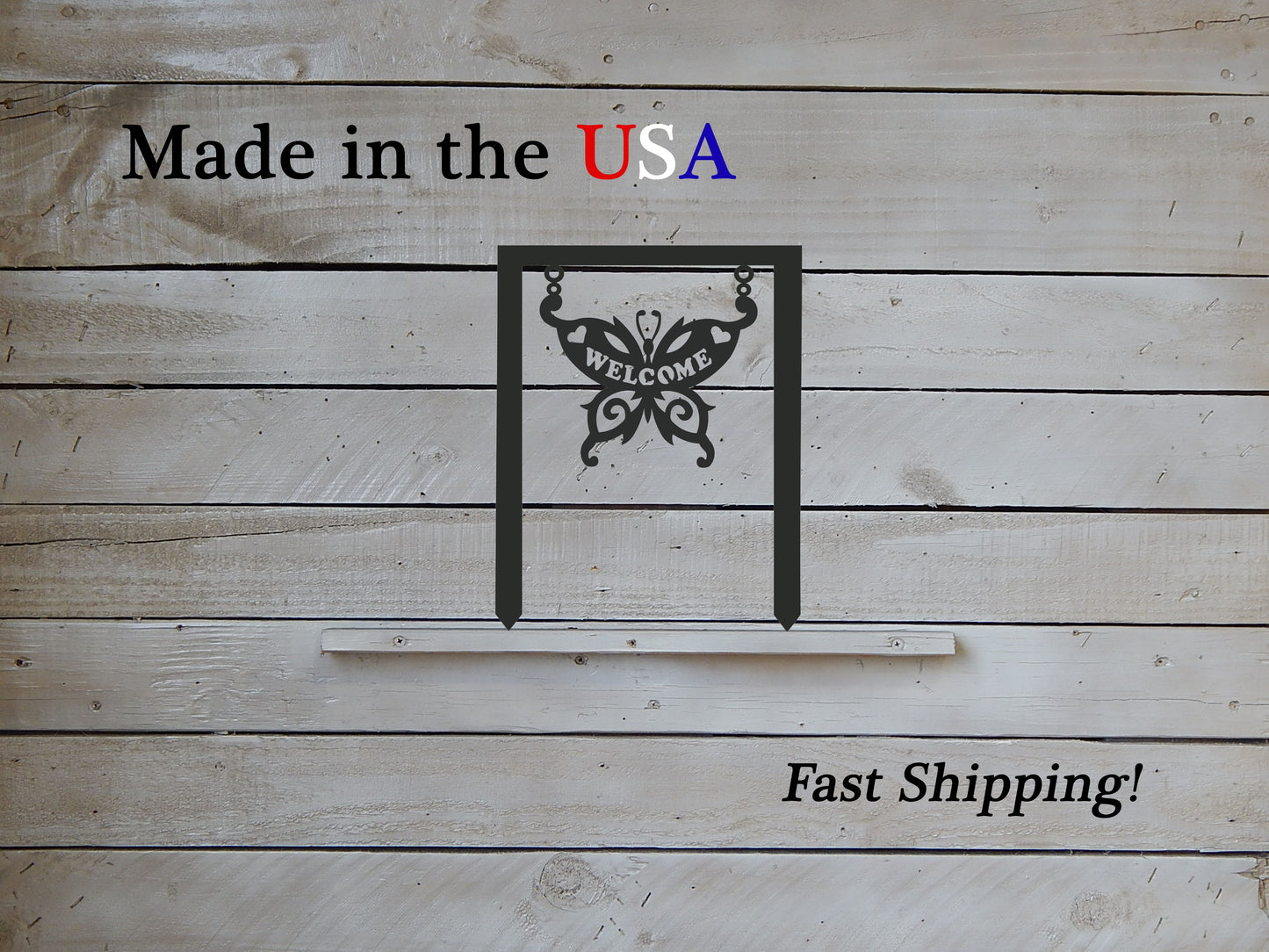 Welcome Butterfly Lawn Stake