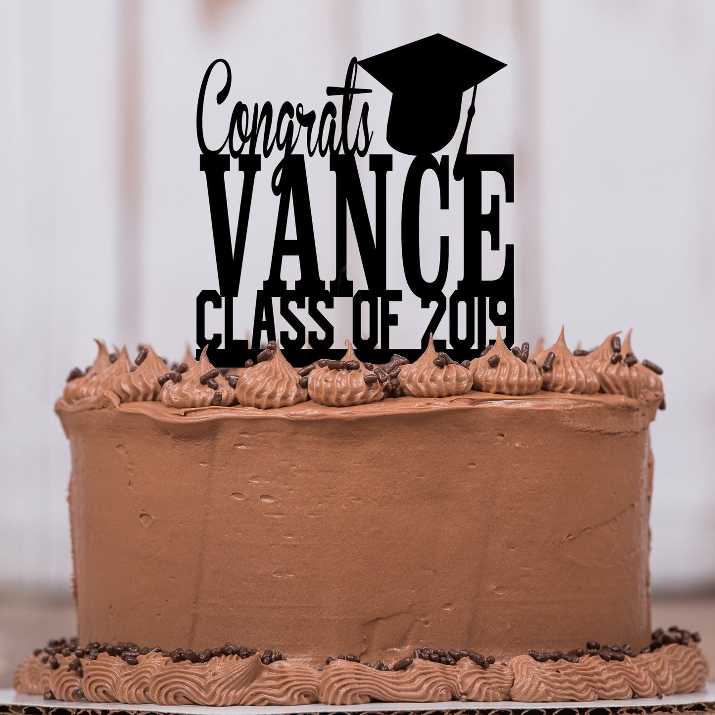 Graduation Cake Topper with Name and Year