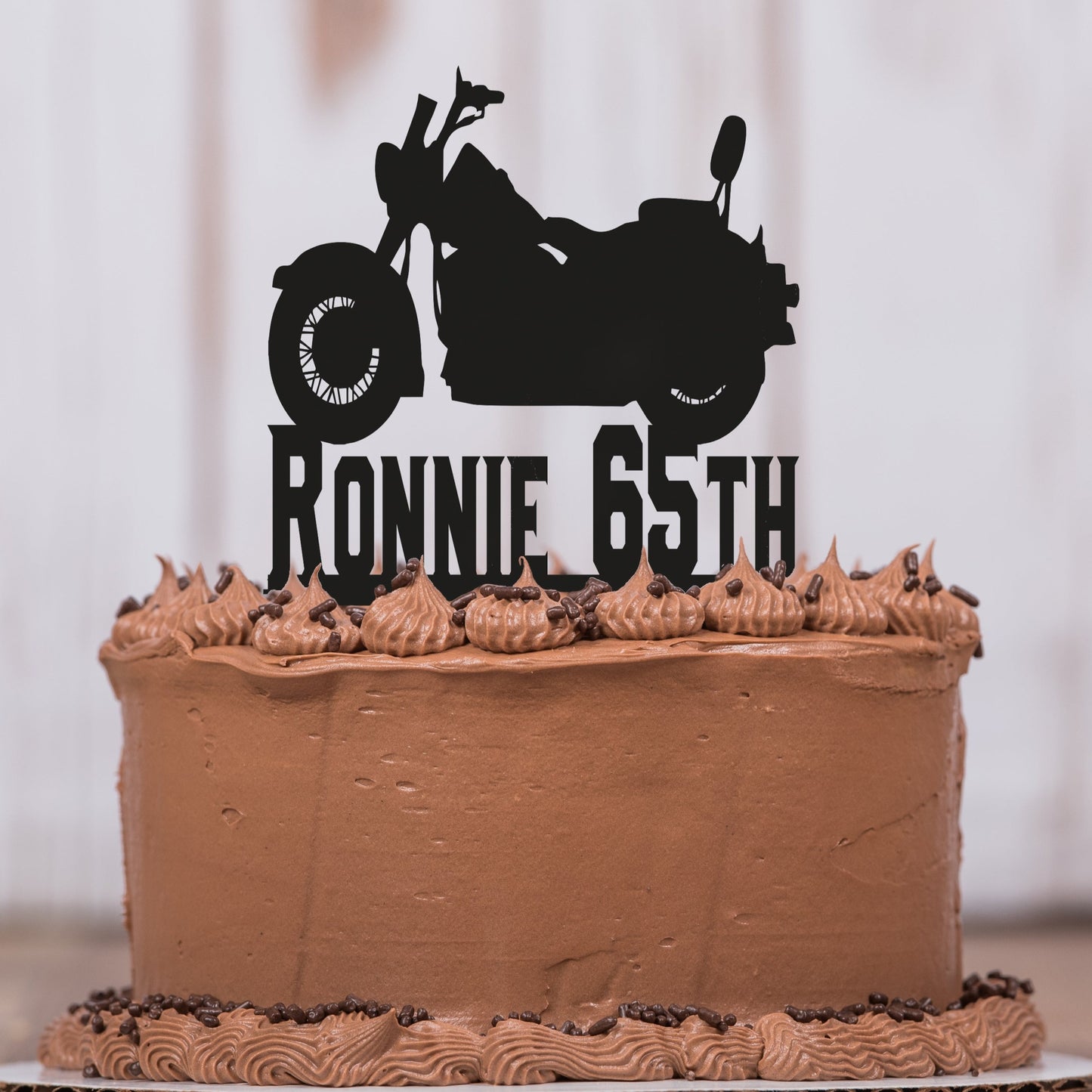 Motorcycle Cake Topper with Name and Age