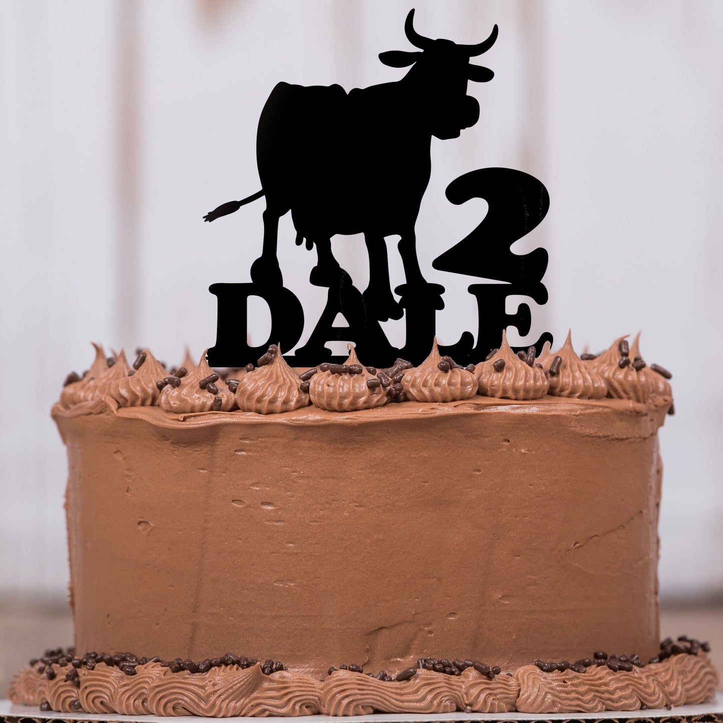 Cow Cake Topper with Name and Age
