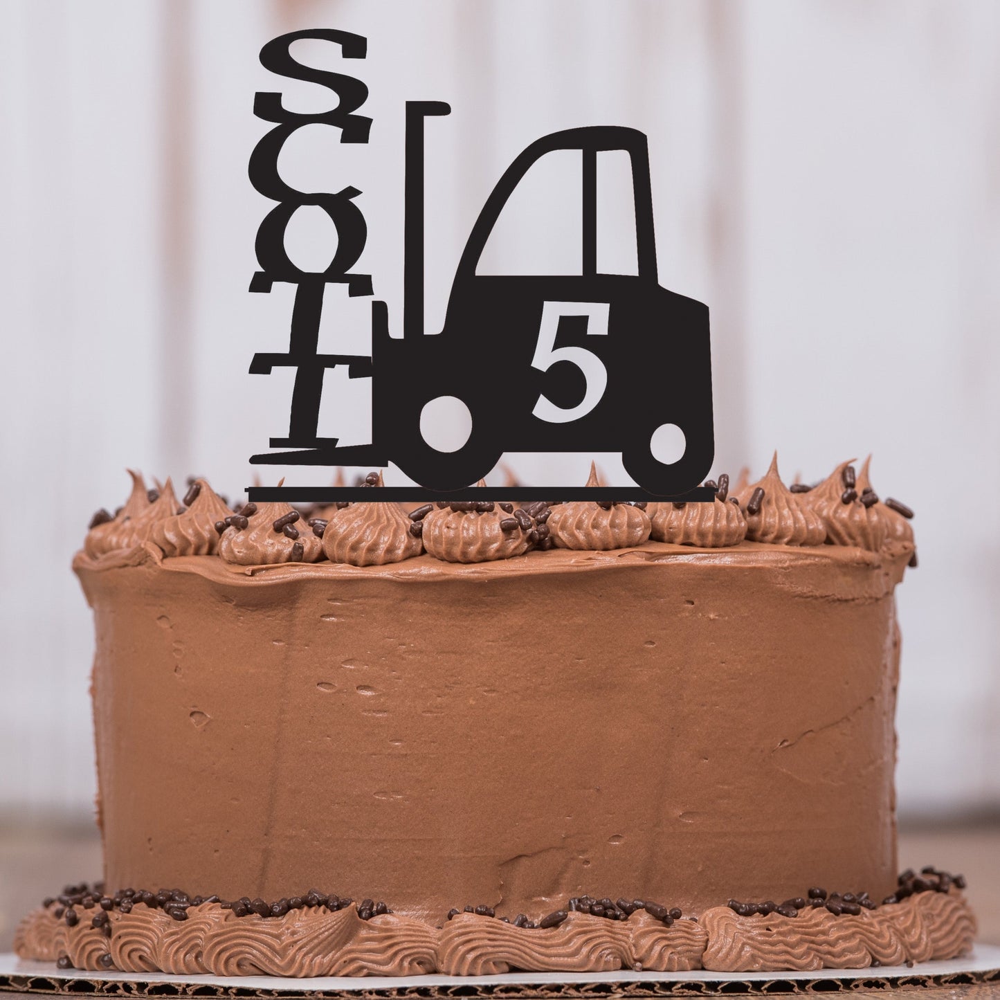 Forklift Cake Topper with Name and Age