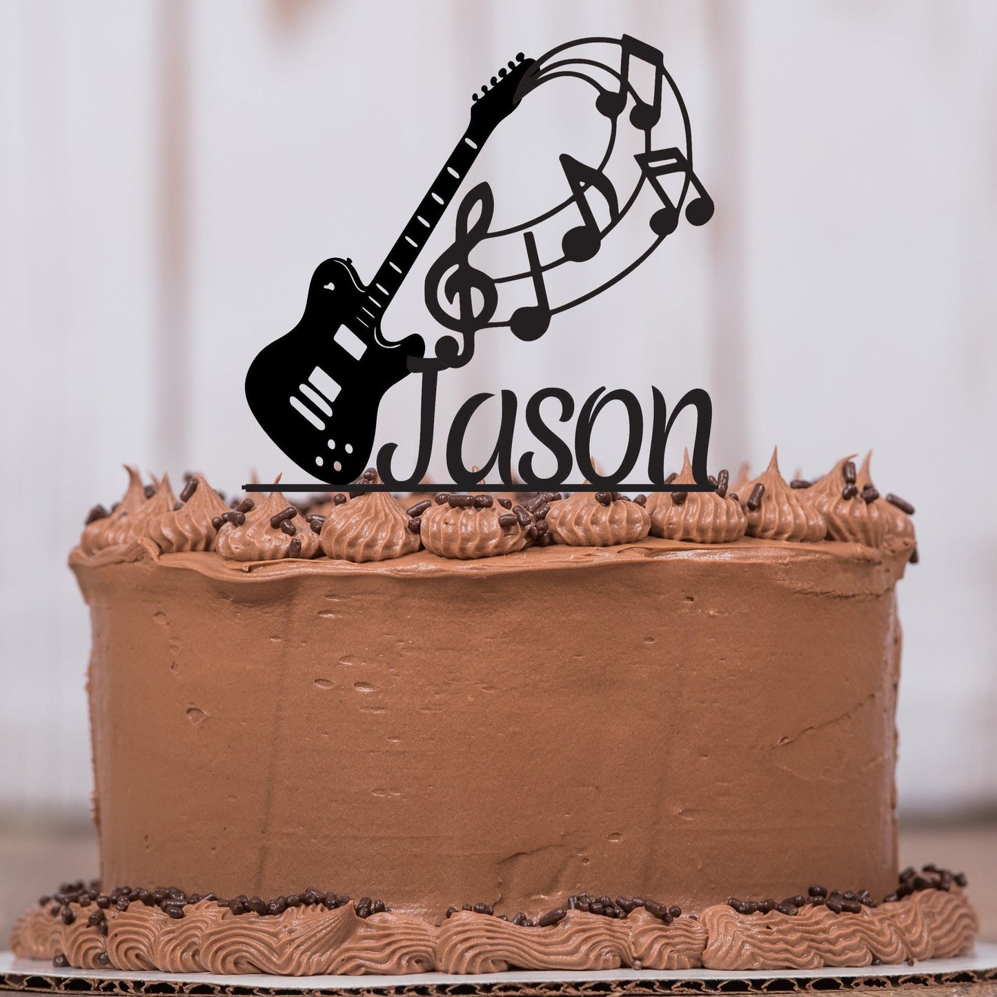 Electric Guitar Music Cake Topper with Name