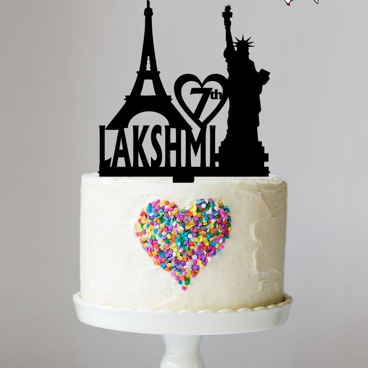 Paris and New York Cake Topper with Name and Age