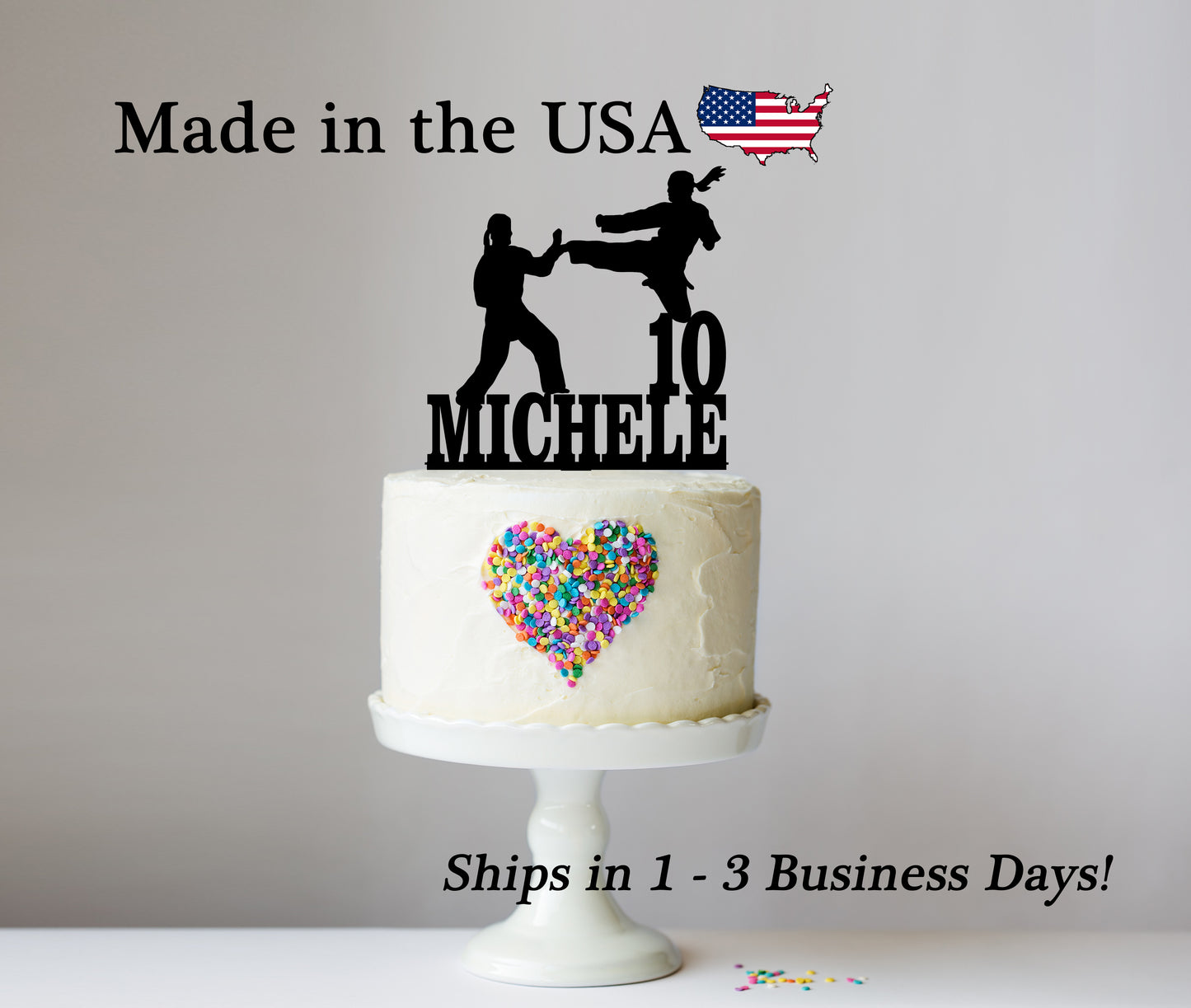 Girls Karate Cake Topper with Name