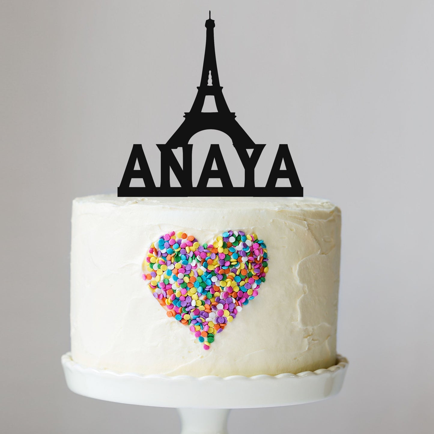 Paris Eiffel Tower Cake Topper with Name