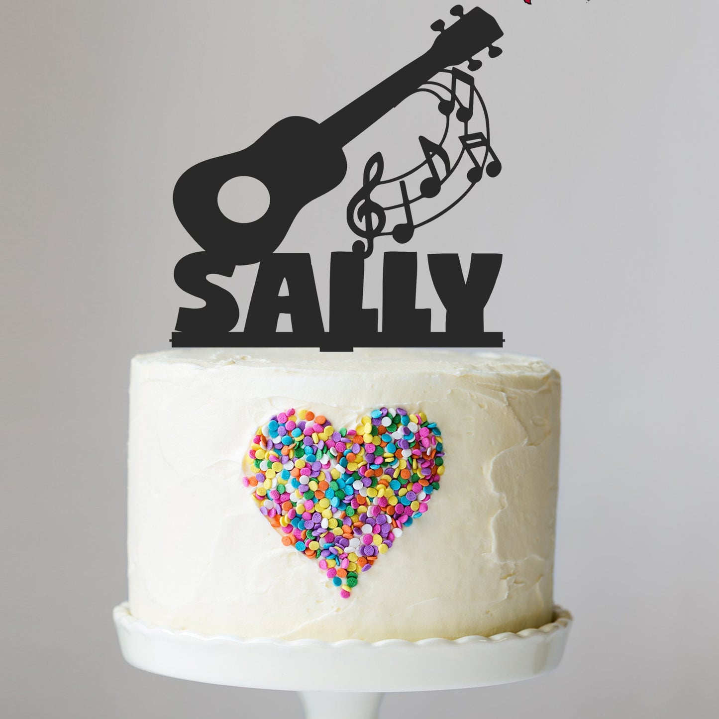 Acoustic Guitar Music Cake Topper with Name