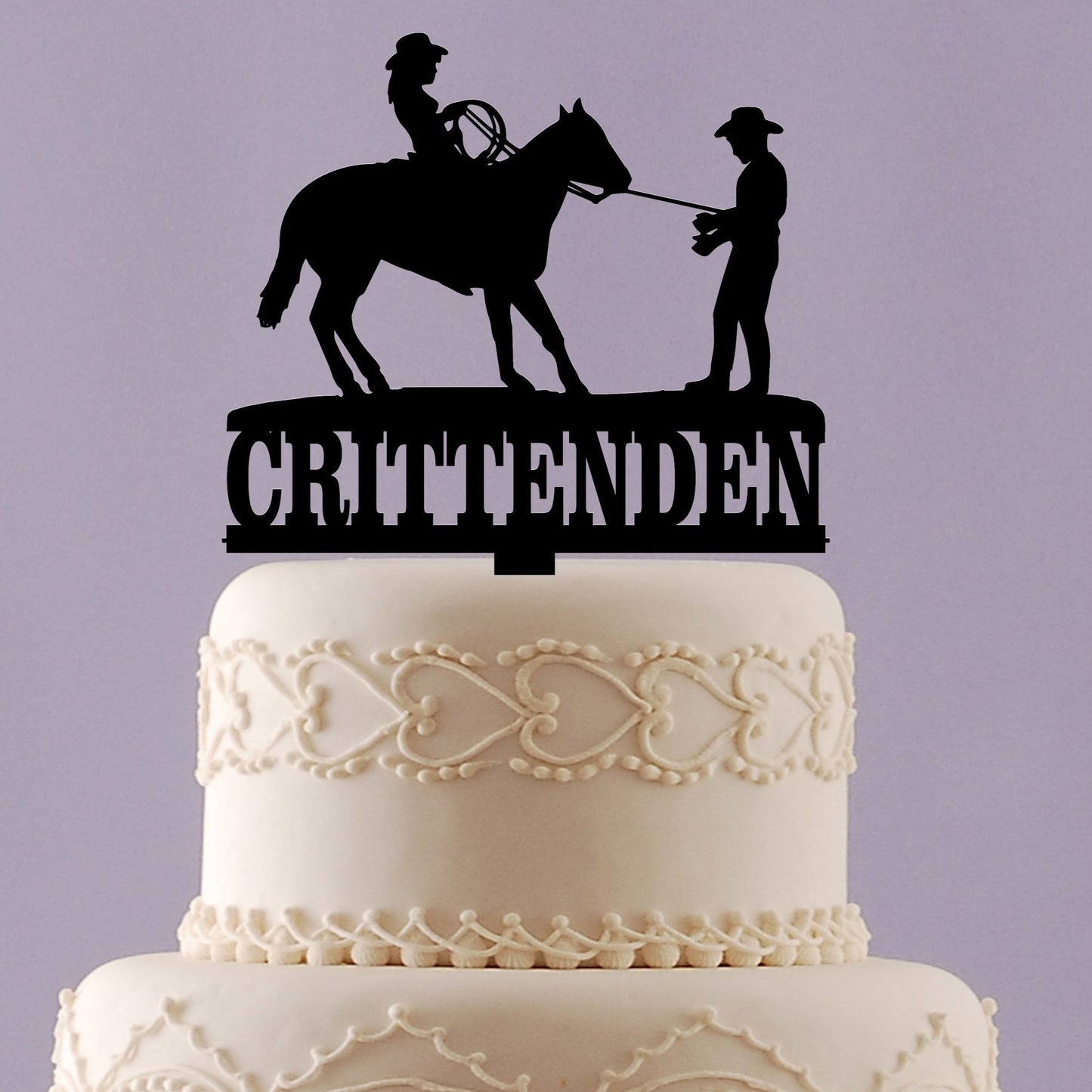 Cowboy and Cowgirl Wedding Cake Topper with Name