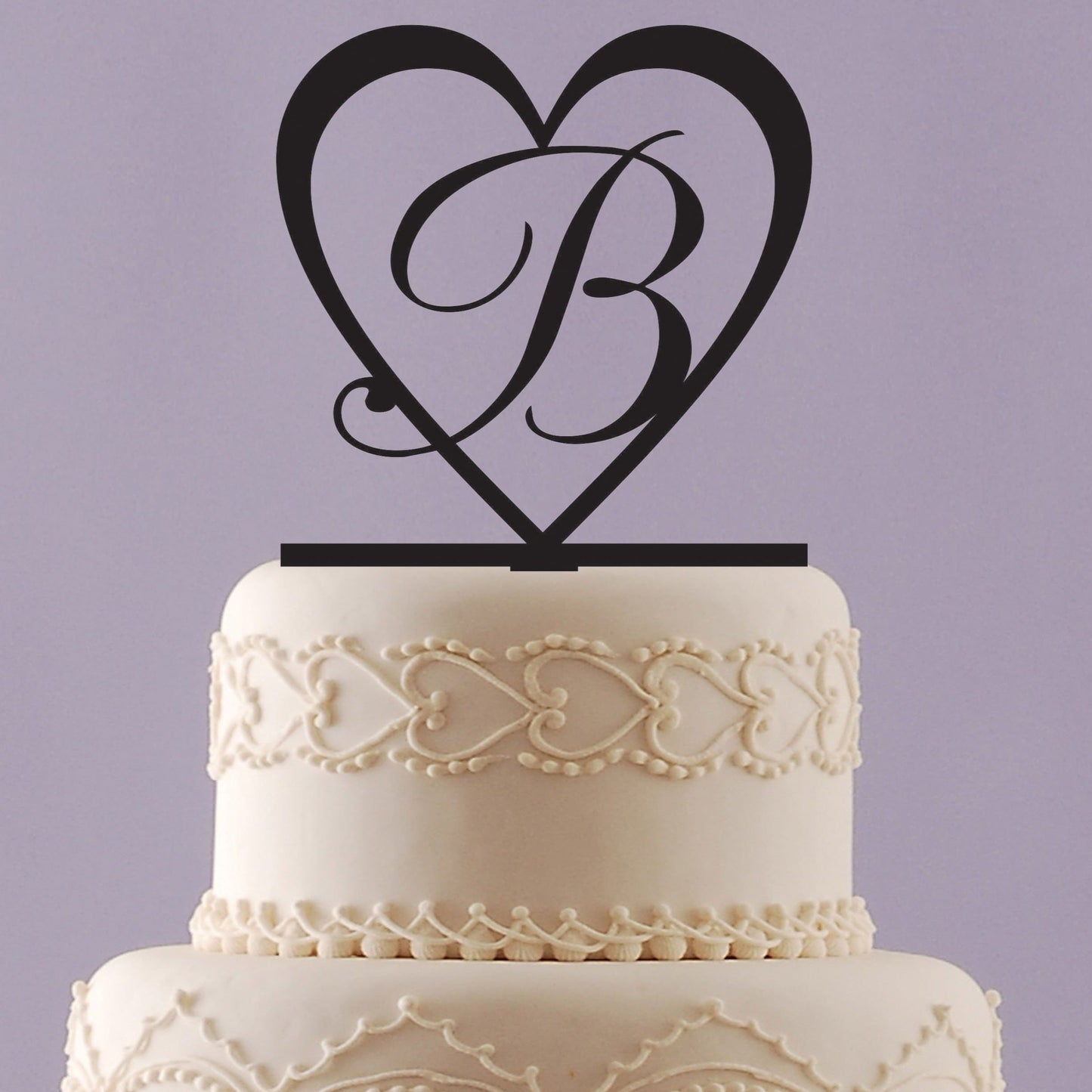 Heart Cake Topper with Initial