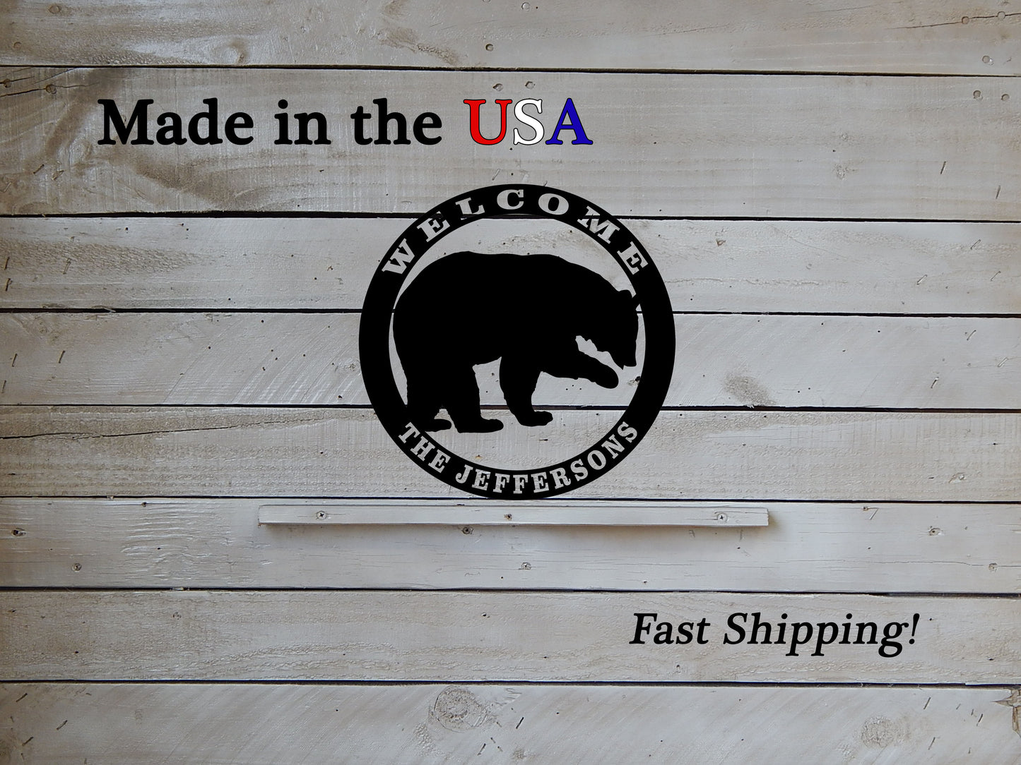 20'' Bear Welcome Sign with Last Name