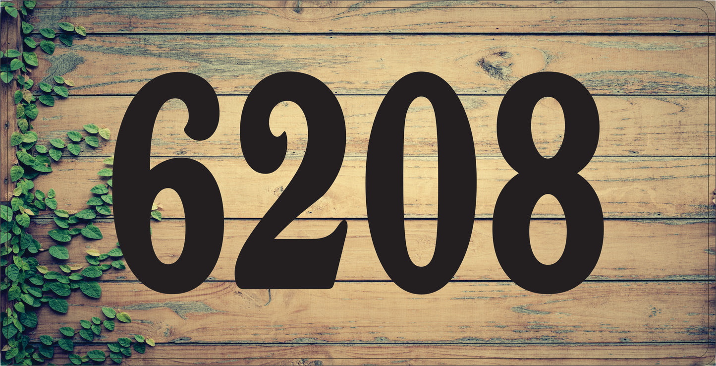 Rectangle House Number Plaque with Wooden Slats and Greenery