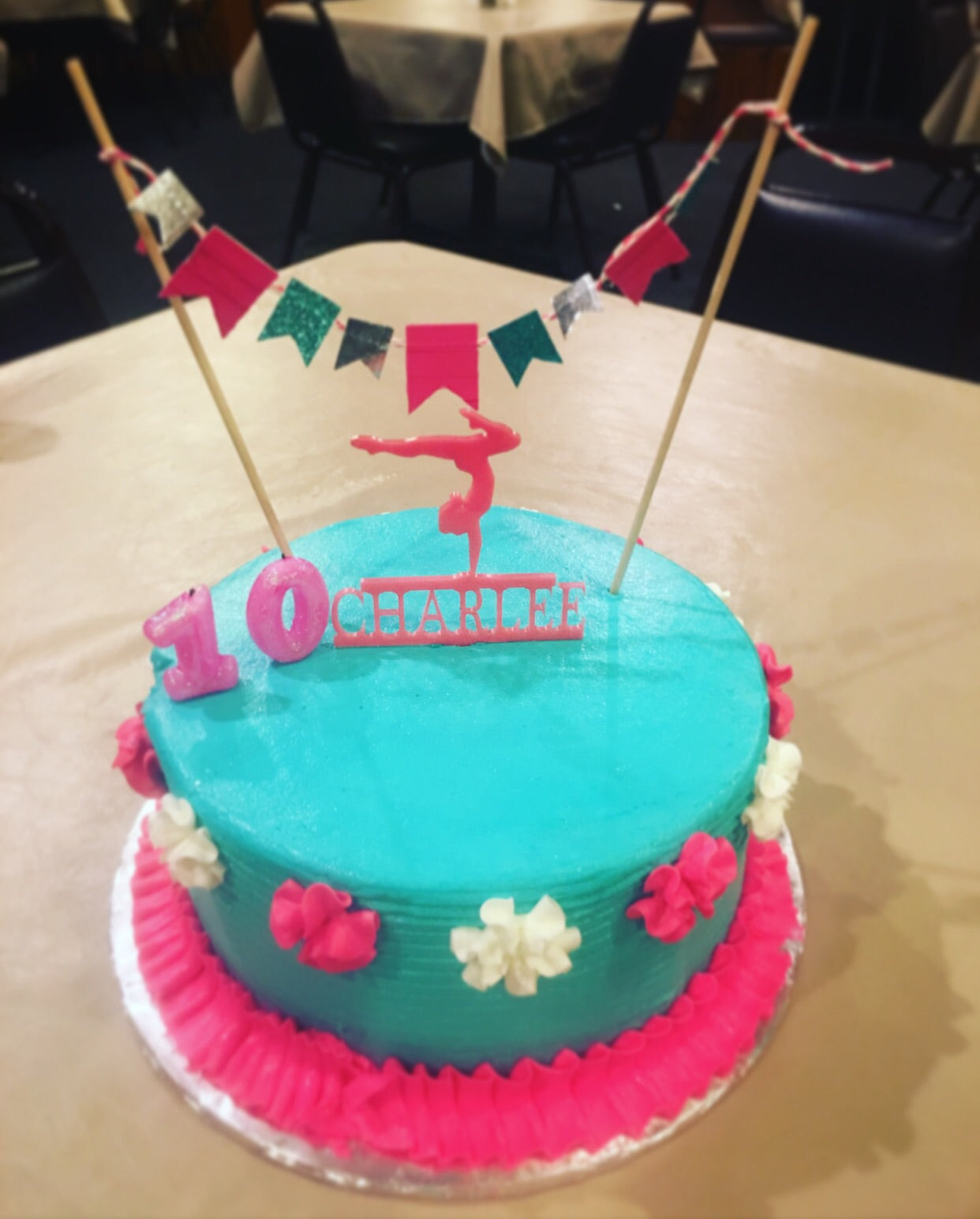 Female Gymnast Cake Topper with Name