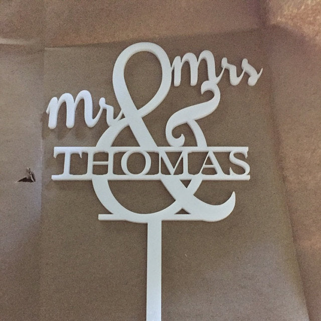 Mr & Mrs Cake Topper with Name