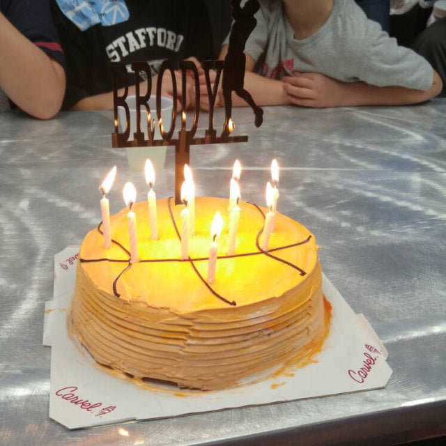 Boy Jump Shot Basketball Cake Topper with Name