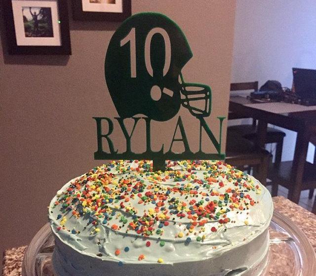 Football Helmet Cake Topper with Name and Number
