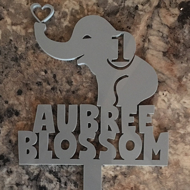 Elephant Cake Topper with Name and Age
