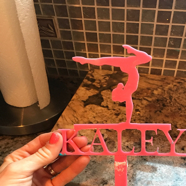 Female Gymnast Cake Topper with Name