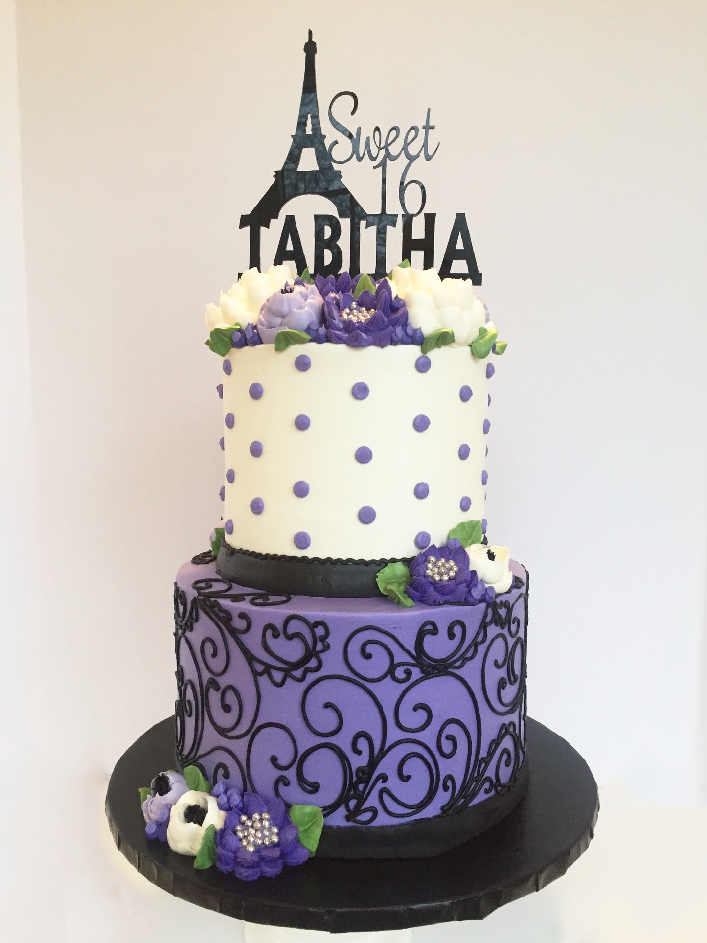 Sweet 16 with Name and Paris Eiffel Tower Cake Topper