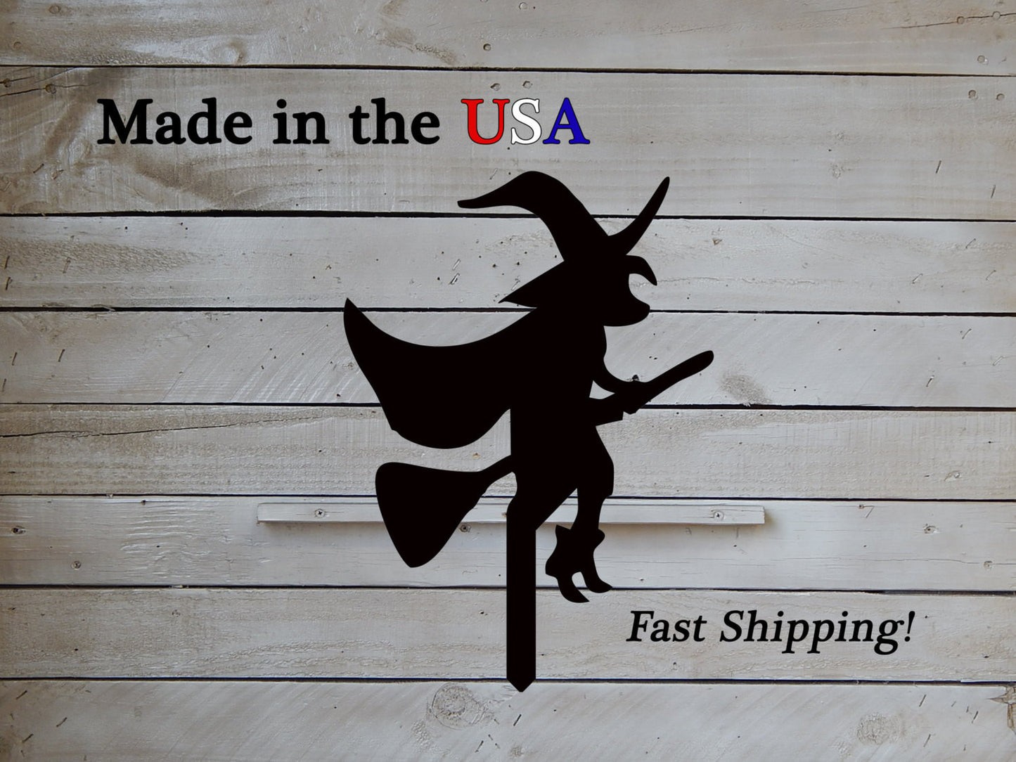 Witch Riding Broom Yard Stake