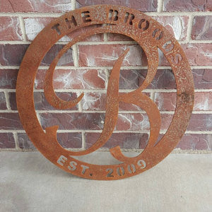 24" Circle Monogram, Last Name & Established Date