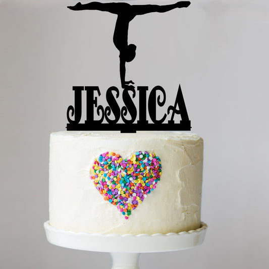 Girl Gymnastic Cake Topper with Name