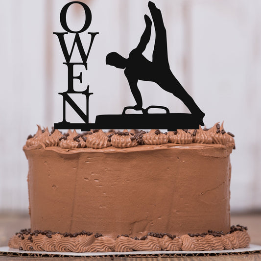 Gymnast Pommel Horse Cake Topper with Name