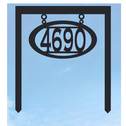 Oval House Number Plaque with Stakes