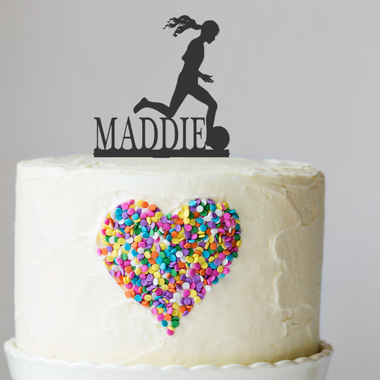 Female Soccer Player Cake Topper with Name