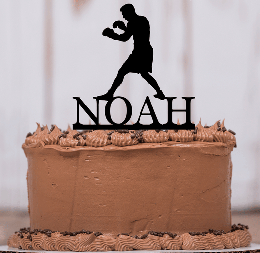 Male Boxer Cake Topper with Name