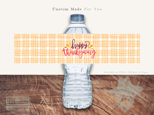 Holiday Water Bottle Labels, Thanksgiving Bottle Labels, Happy Thanksgiving, Turkey, Friendsgiving, Family, Holiday Decor, WB1085
