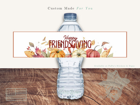 Holiday Water Bottle Labels, Thanksgiving Bottle Labels, Happy Thanksgiving, Turkey, Friendsgiving, Family, Holiday Decor, WB1084