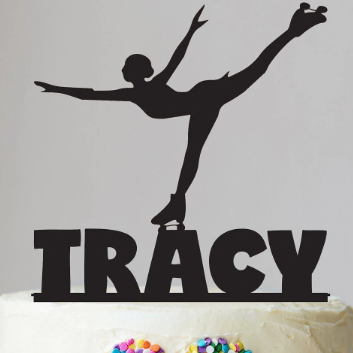 Female Ice Skater Cake Topper with Name