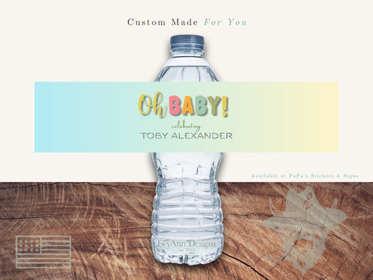 Oh Baby Shower Themed Water Bottle Labels, WB1041