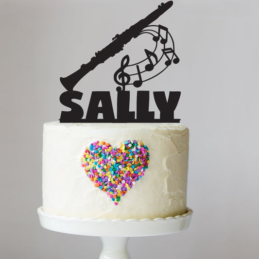 Clarinet Music Cake Topper with Name