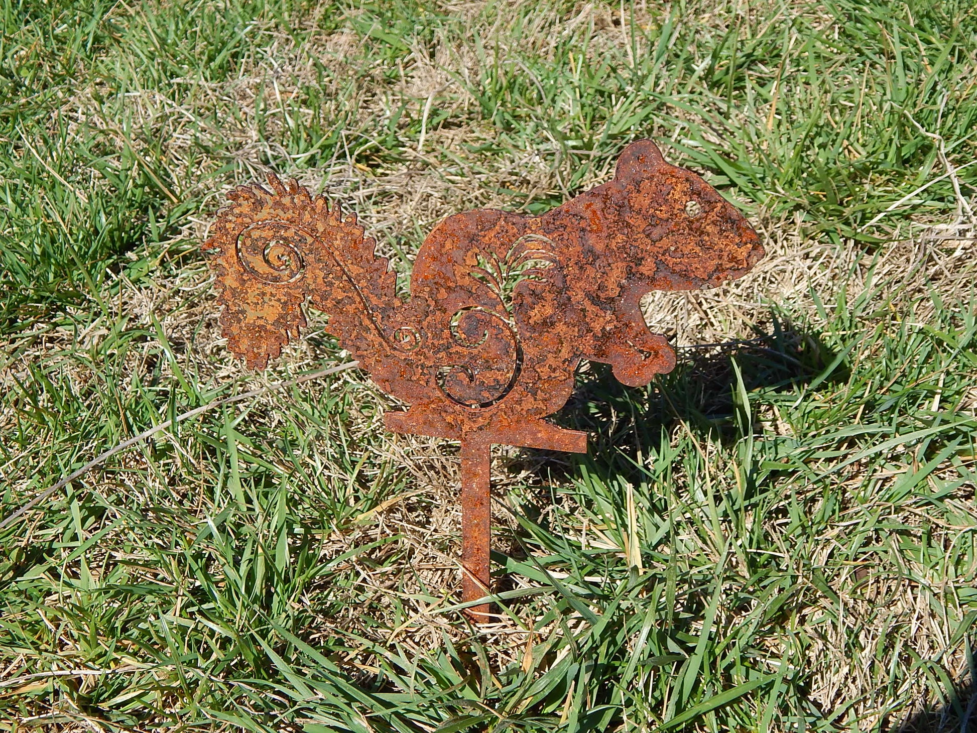 Squirrel Cast Iron Easel Yard Art Folk Art Primitive Collapsible