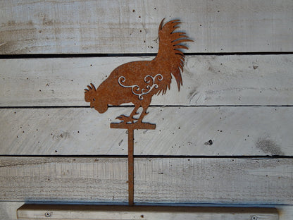 Pecking Rooster Yard Art