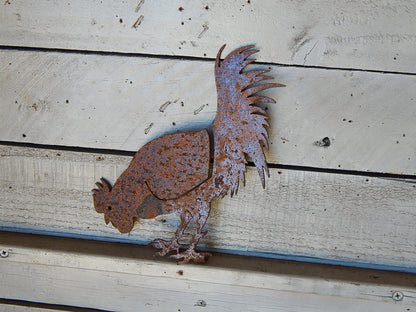 Pecking Rooster Yard Art